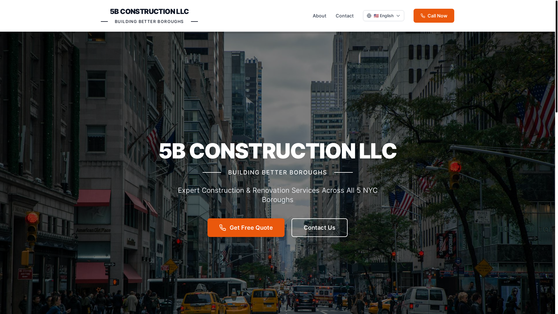 website screenshot of https://fivebconstruction.com/