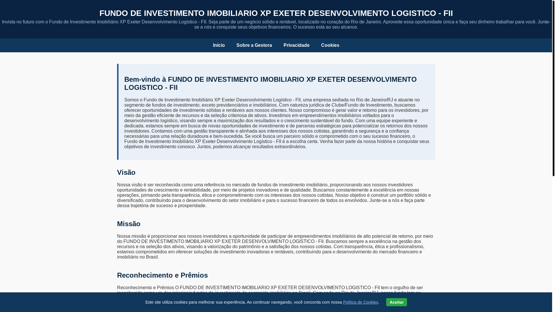 website screenshot of https://exeterlogistico-fii.shop/