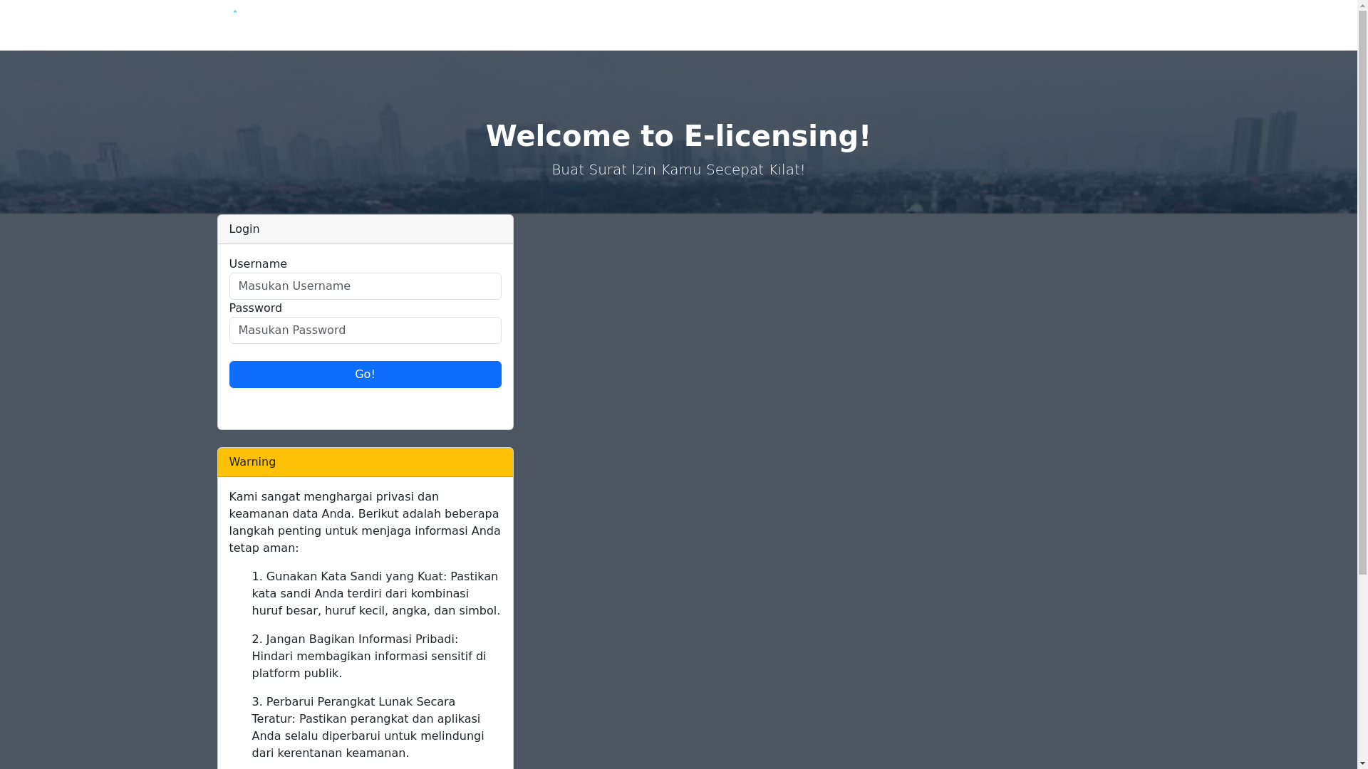 website screenshot of https://e-licensing.my.id/