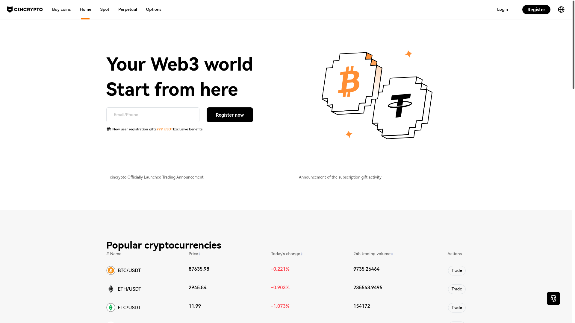 website screenshot of https://cincrypto.com/