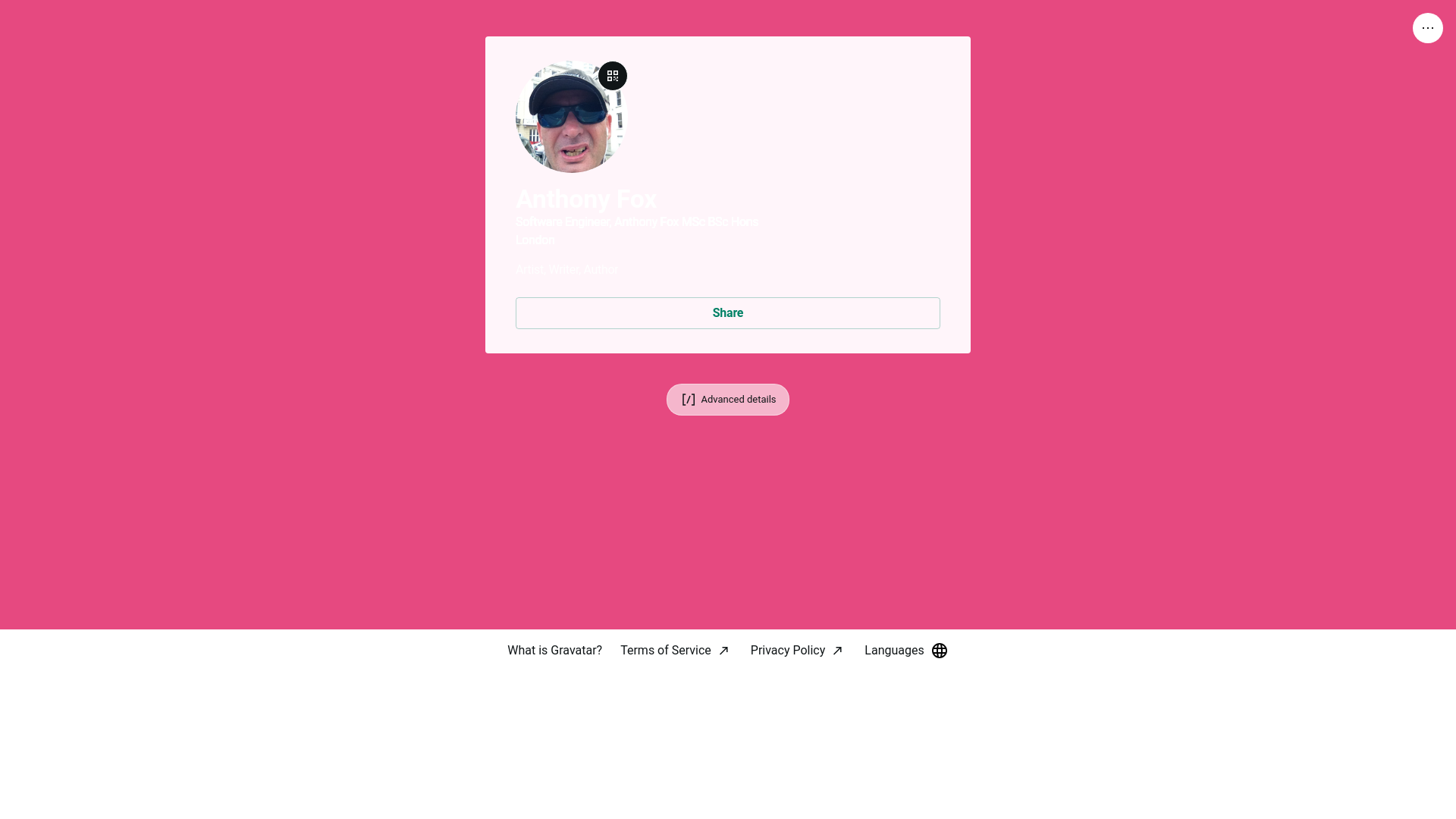 website screenshot of https://anthonyfox.link/