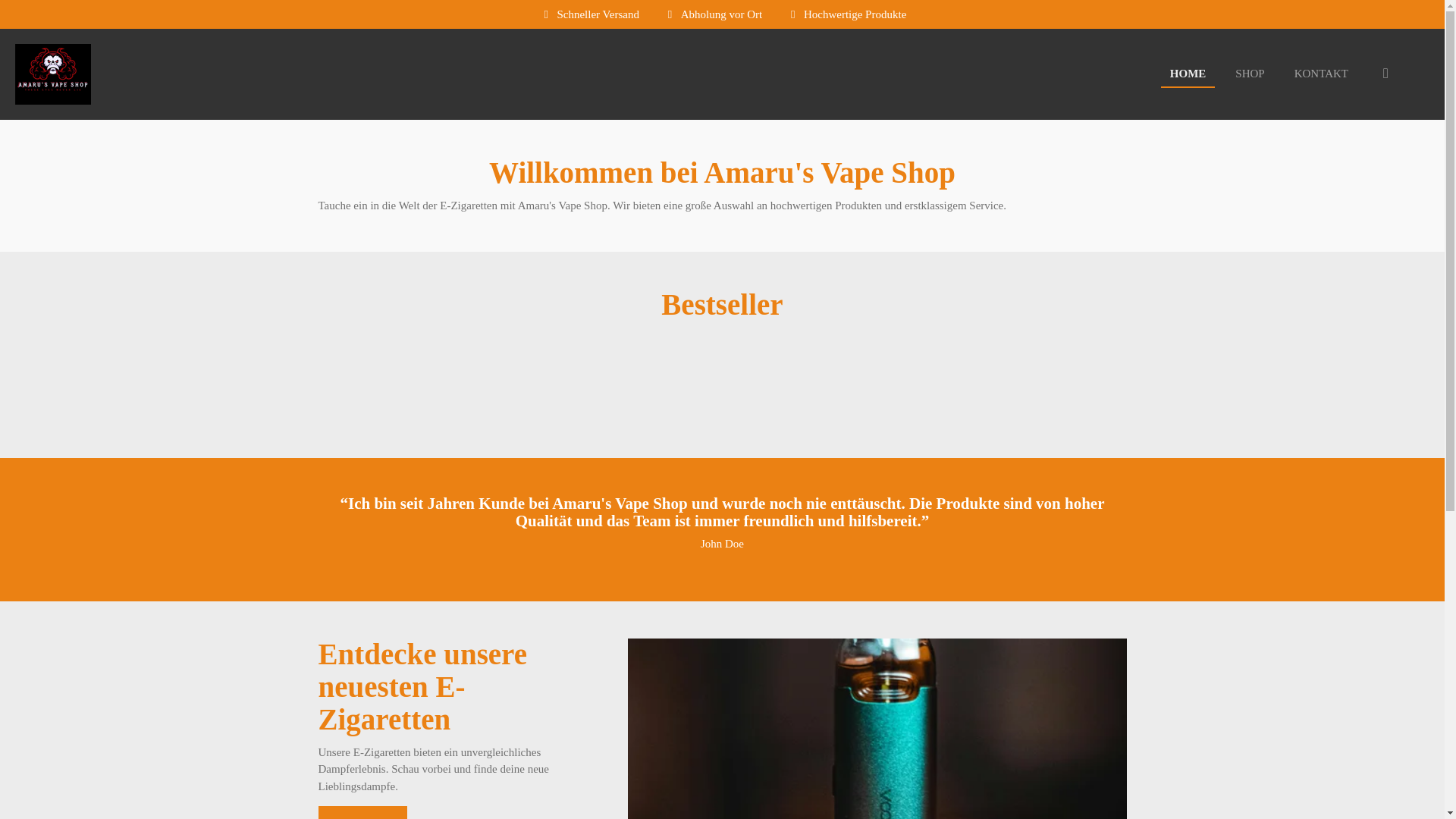 website screenshot of https://amarusvaporstuff.de/