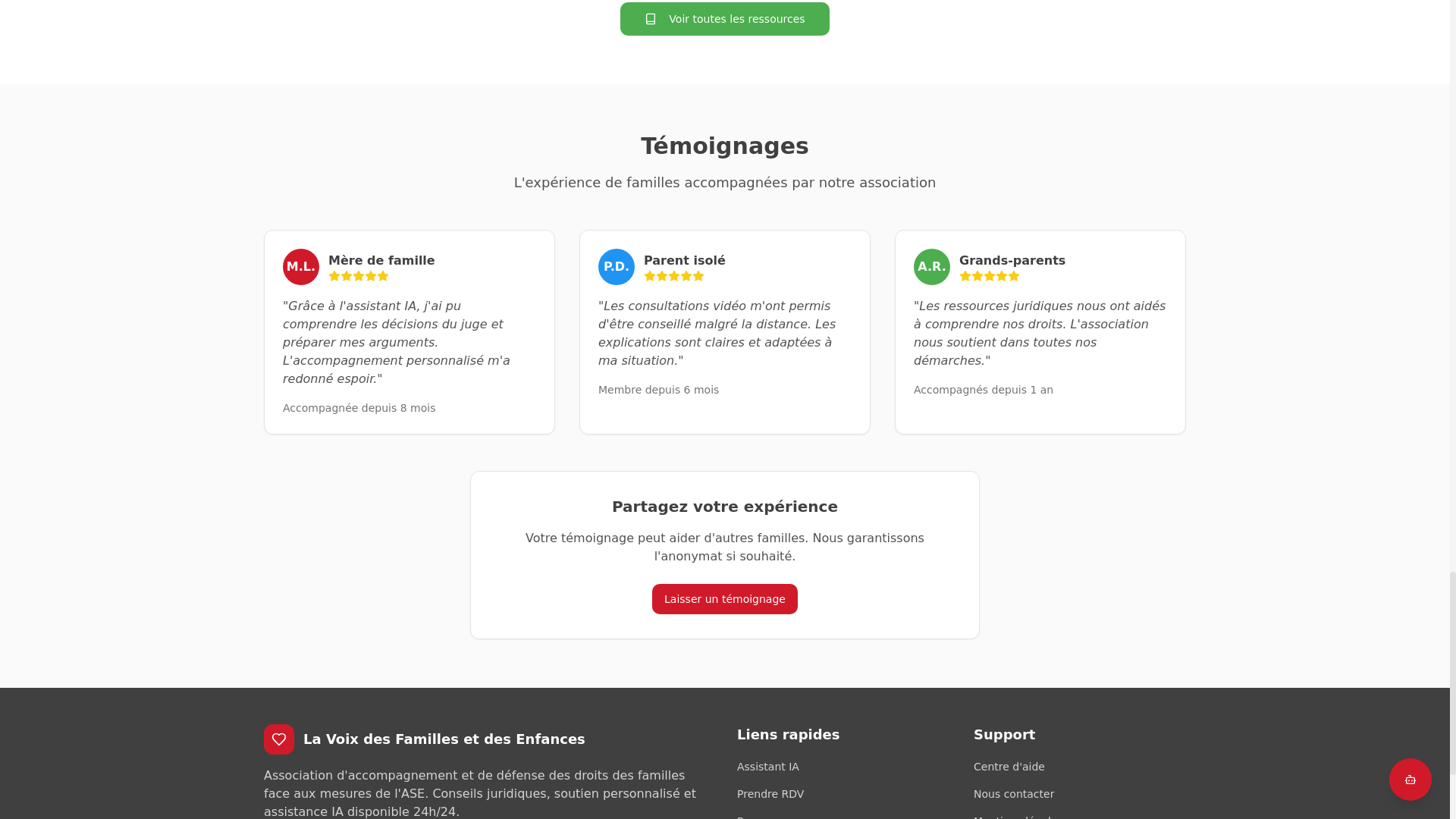 website screenshot of https://la-voix-des-familles-et-des-enfants.org/