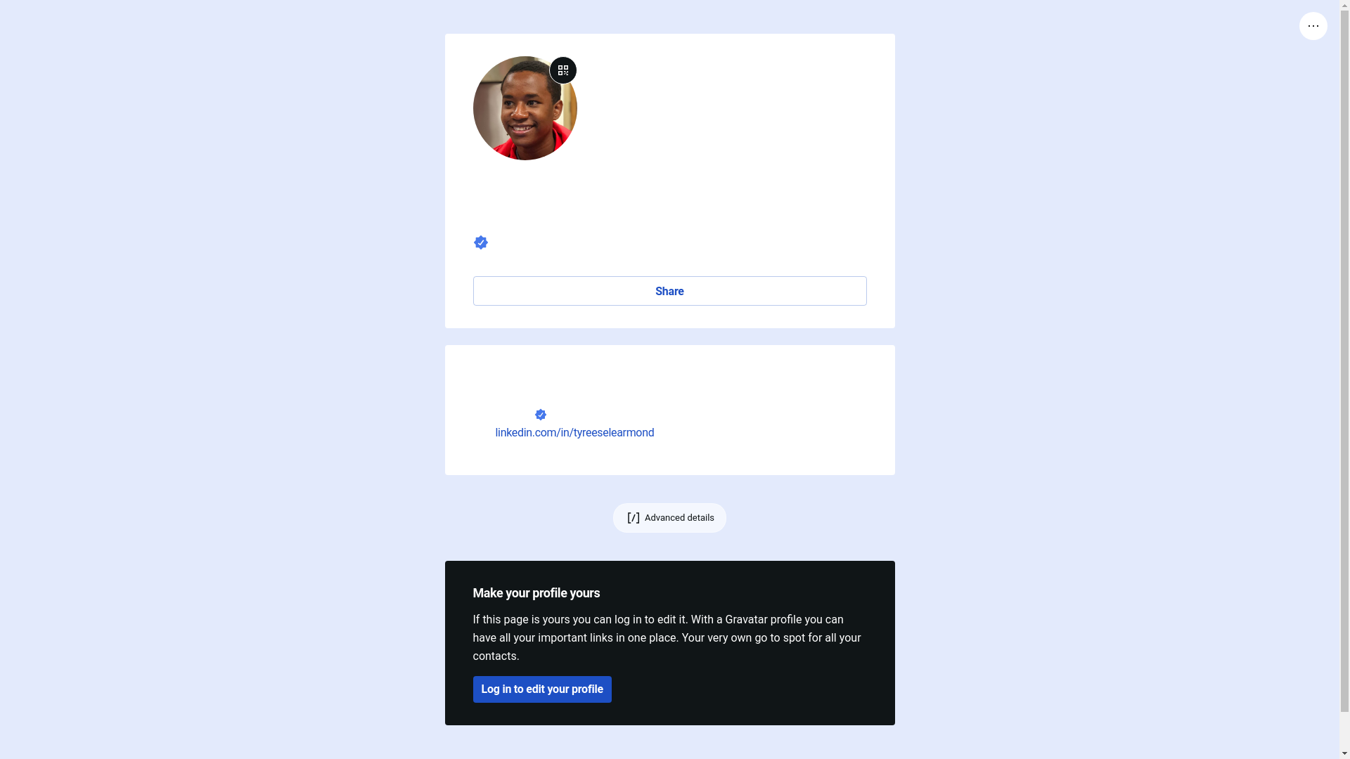 website screenshot of https://tyreeselearmond.bio/