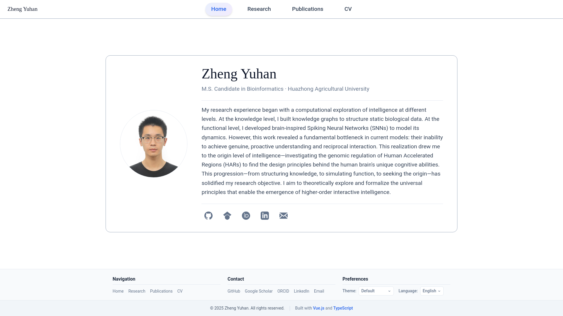 website screenshot of https://zheng-yuhan.com/
