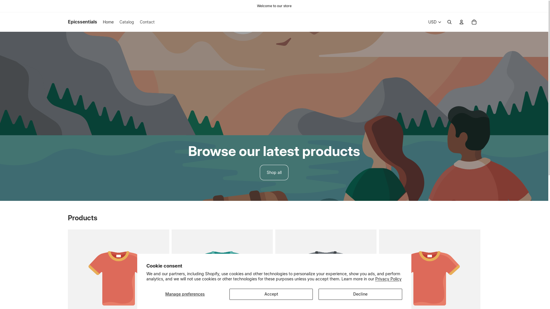 website screenshot of https://epicssentials.com/
