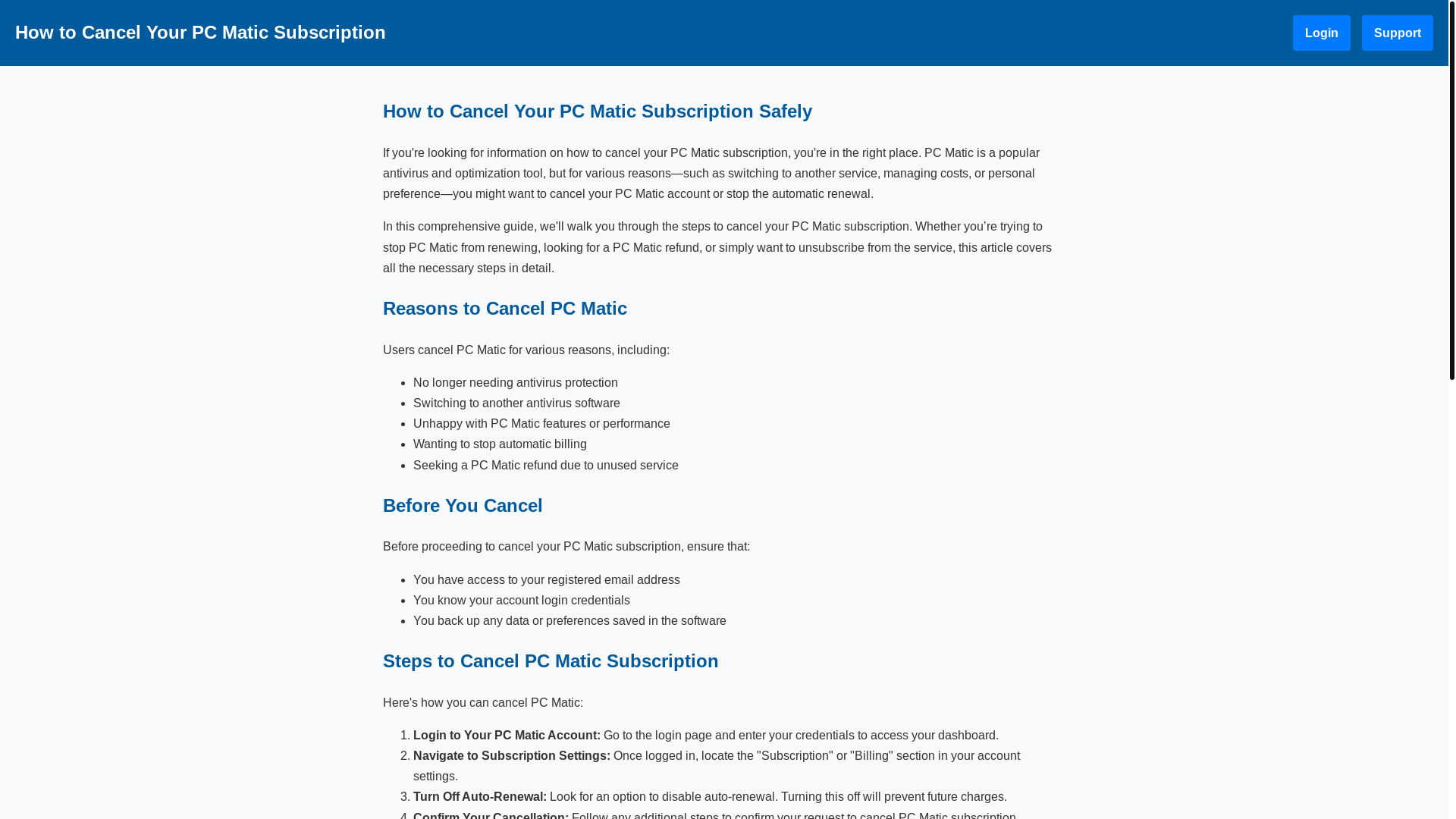 website screenshot of https://cancelpcmaticsubscription.pages.dev/