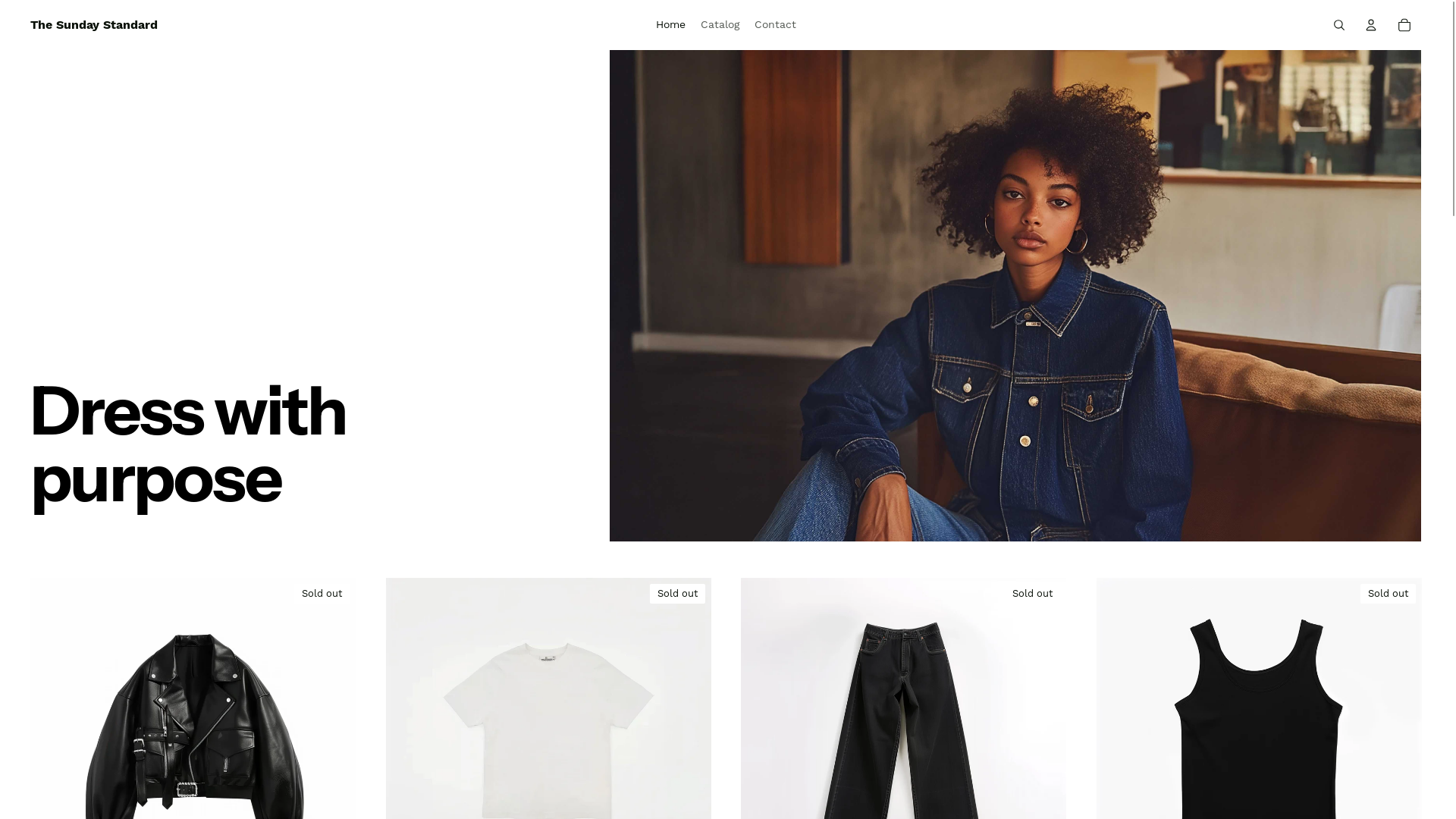 website screenshot of https://thesundaystandard.store/