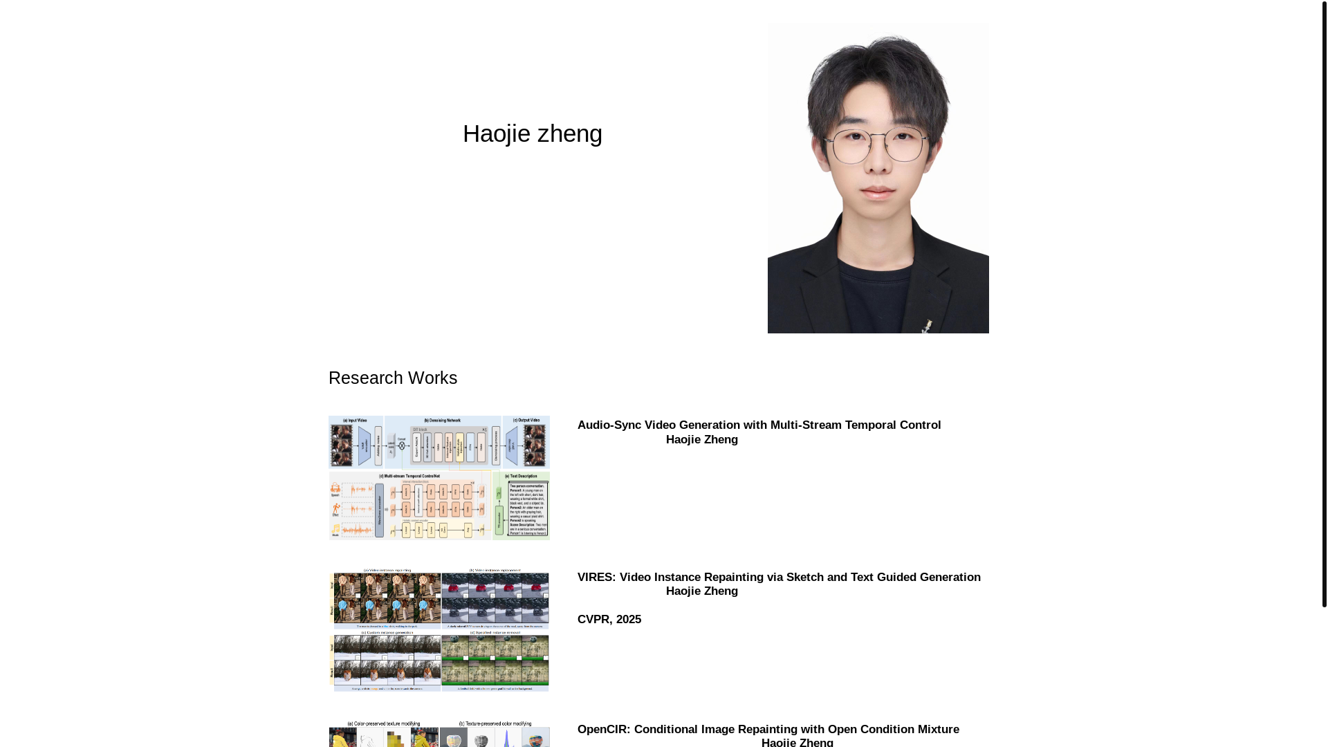 website screenshot of https://hjzheng.pages.dev/