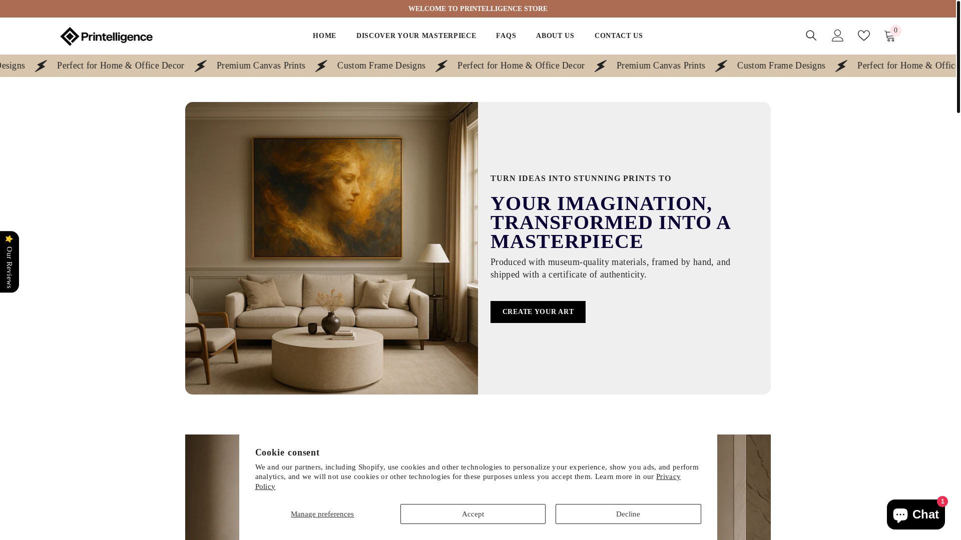 website screenshot of https://printelligenceshop.com/