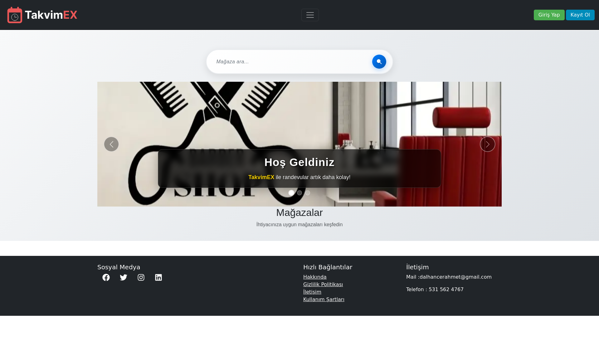 website screenshot of https://takvimex.com/