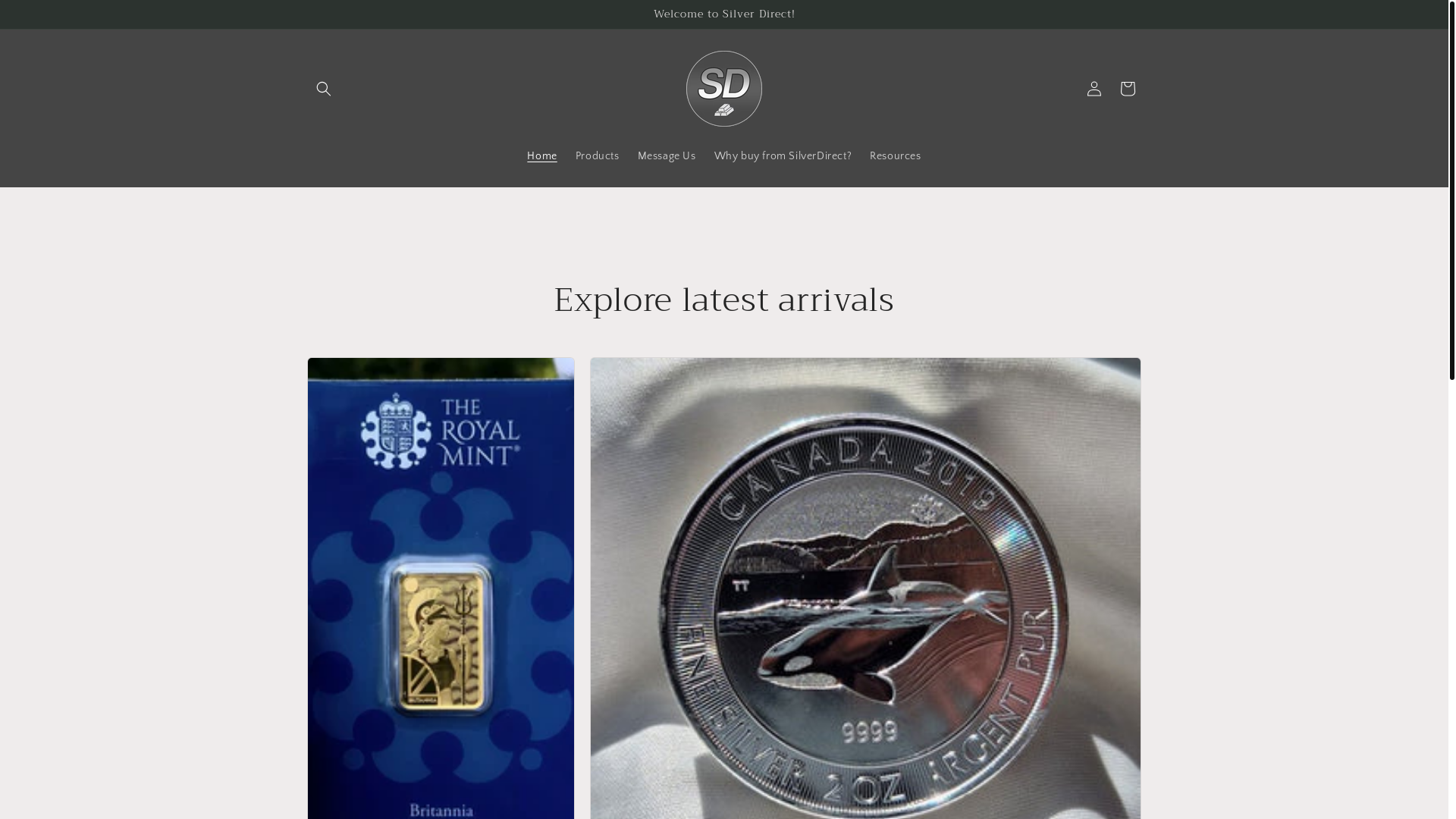 website screenshot of https://silverdirect.shop/