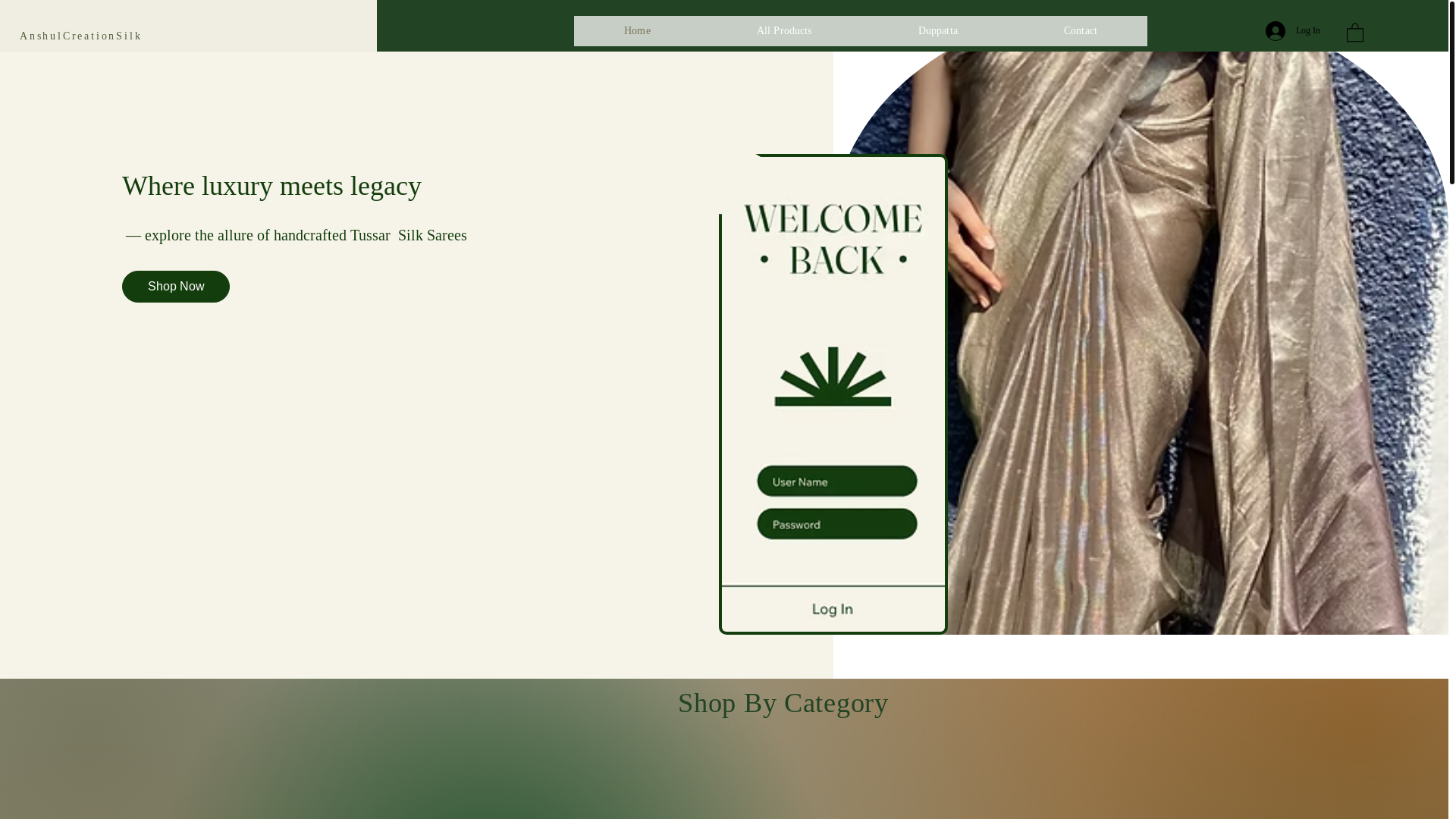 website screenshot of https://anshulcreationsilk.com/