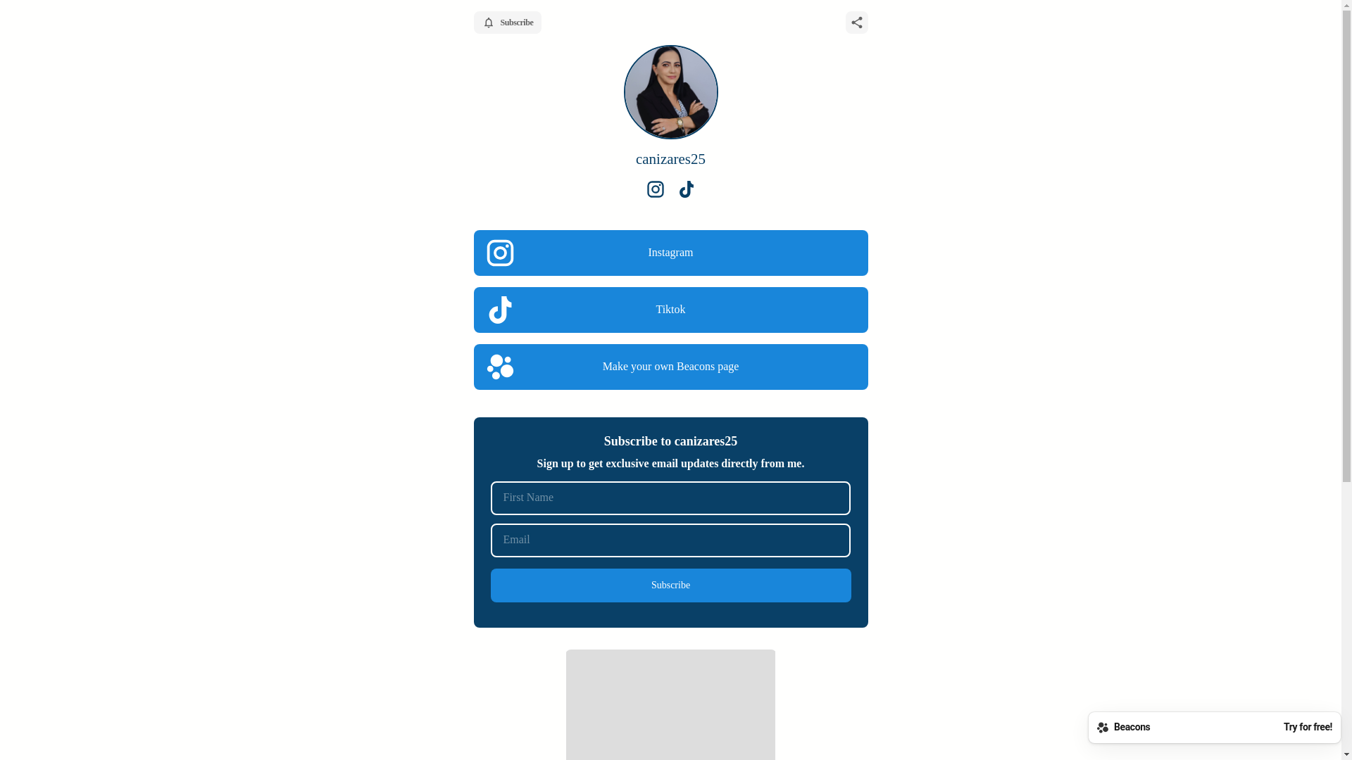 website screenshot of https://canizares25.com/