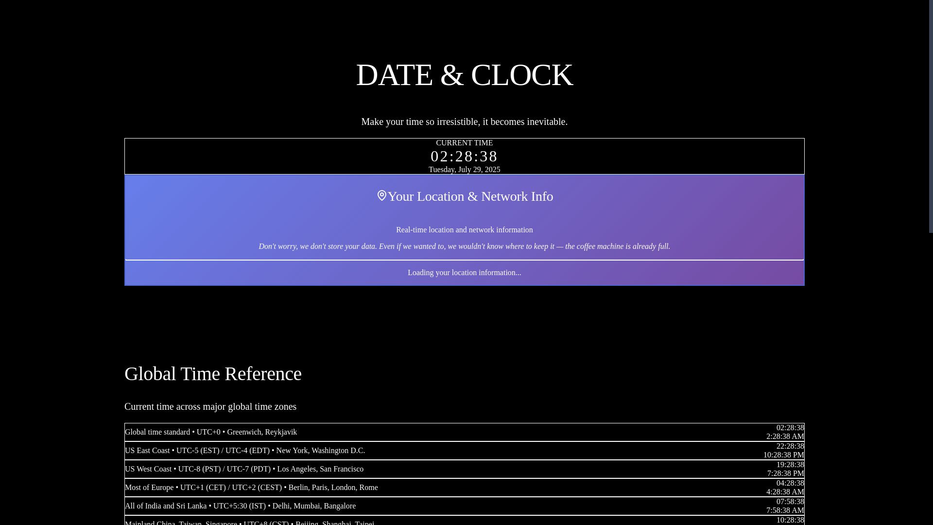 website screenshot of https://dateandclock.pages.dev/