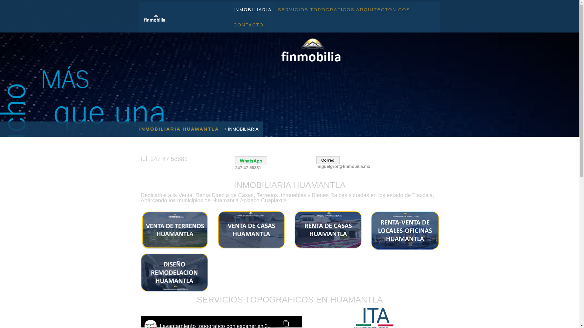 website screenshot of https://inmobiliariahuamantla.com.mx/
