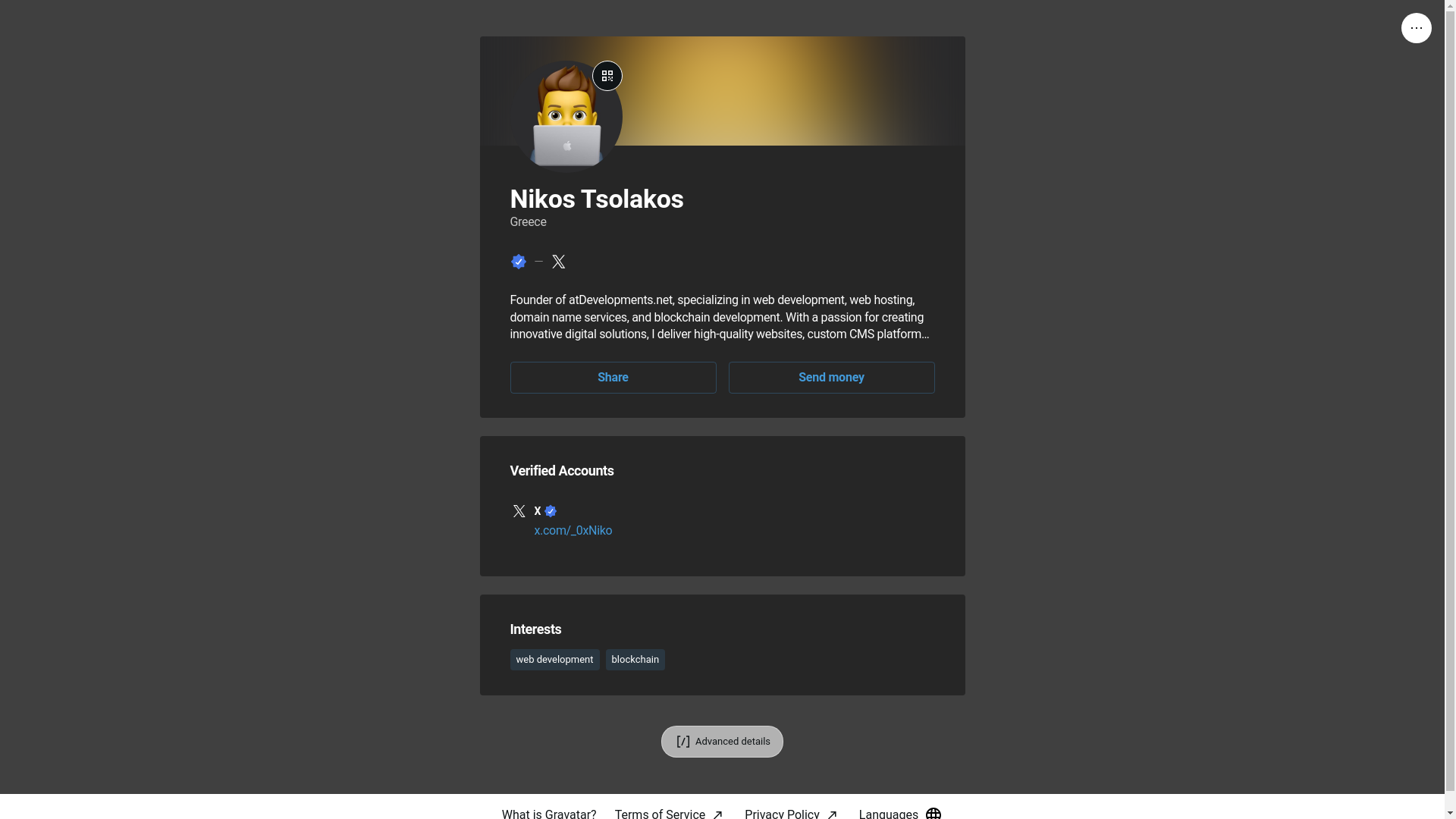 website screenshot of https://ntsolakos.com/