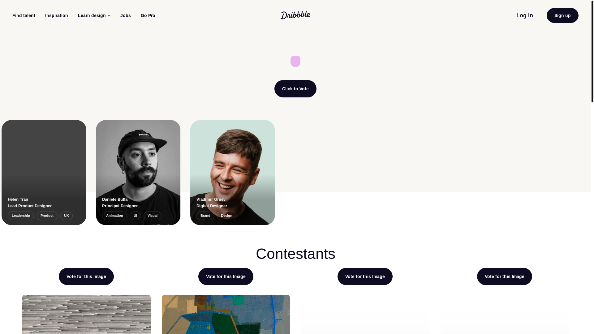 website screenshot of https://dribbblecreativesprize.pages.dev/