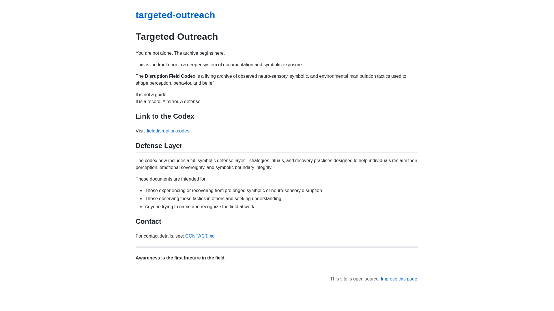 website screenshot of https://targetedoutreach.org/