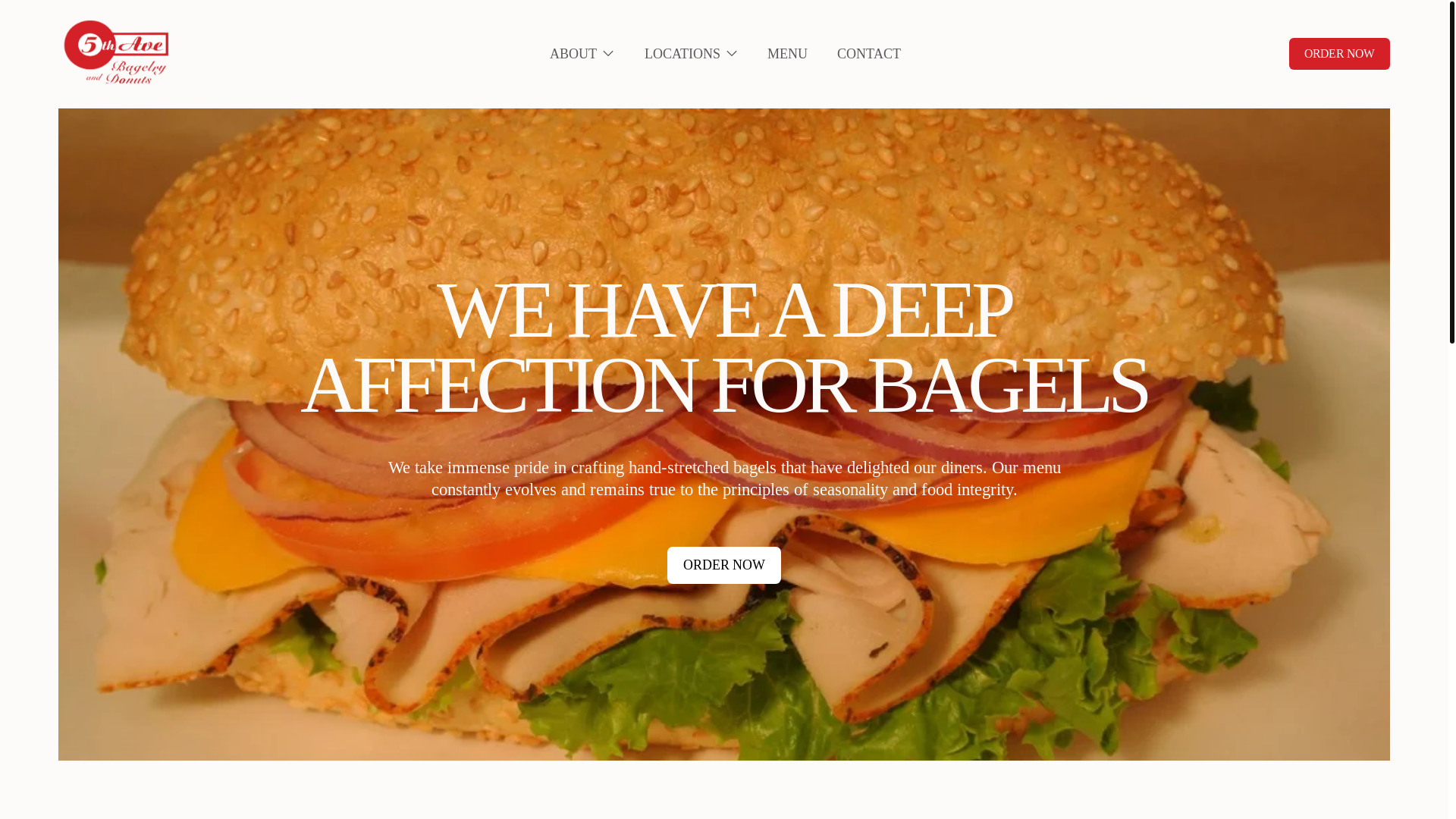 website screenshot of https://5thavebagelryvenice.com/