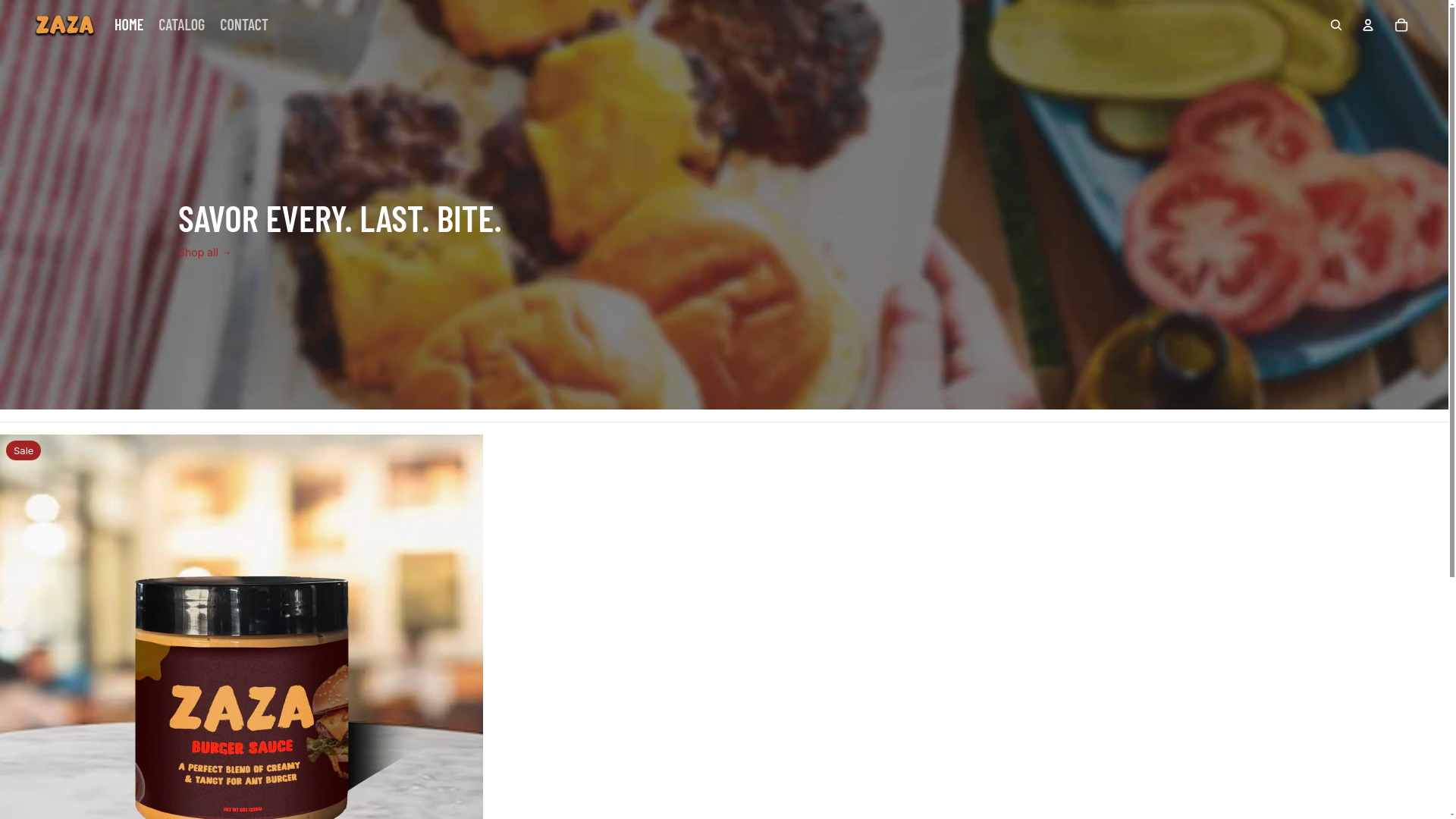 website screenshot of https://zazasauces.com/
