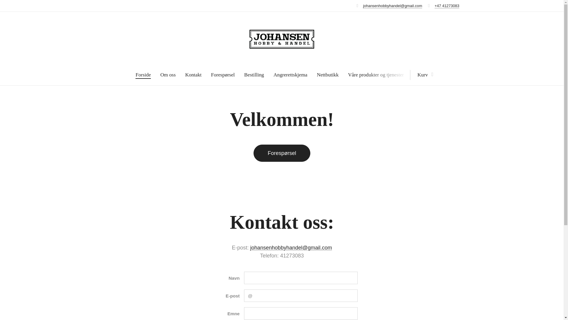 website screenshot of https://johansenhobbyhandel.no/