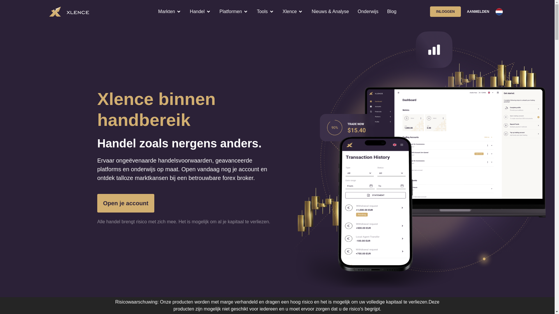 website screenshot of https://www.xlence.com/nl/