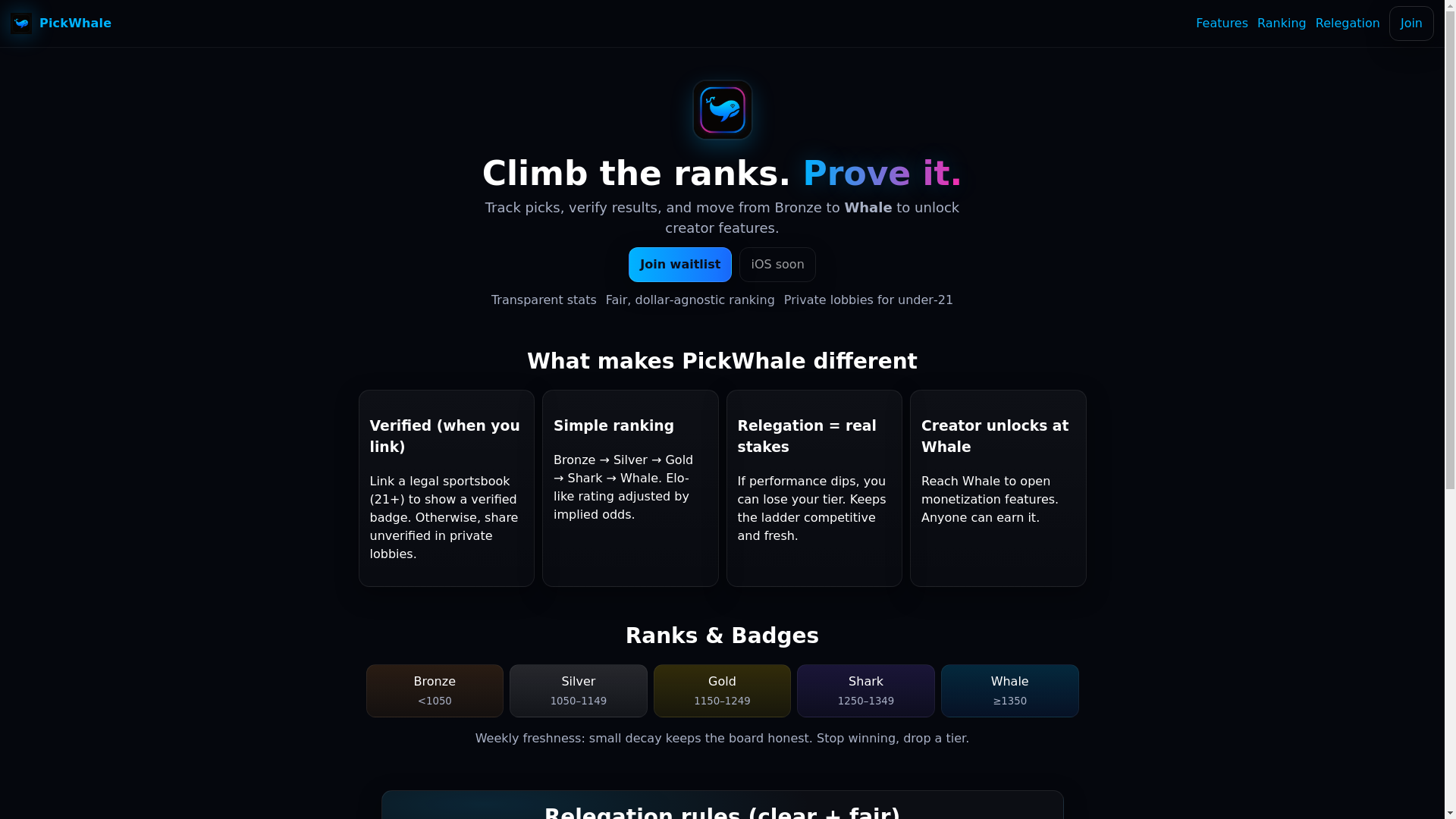 website screenshot of https://pickwhale.pages.dev/