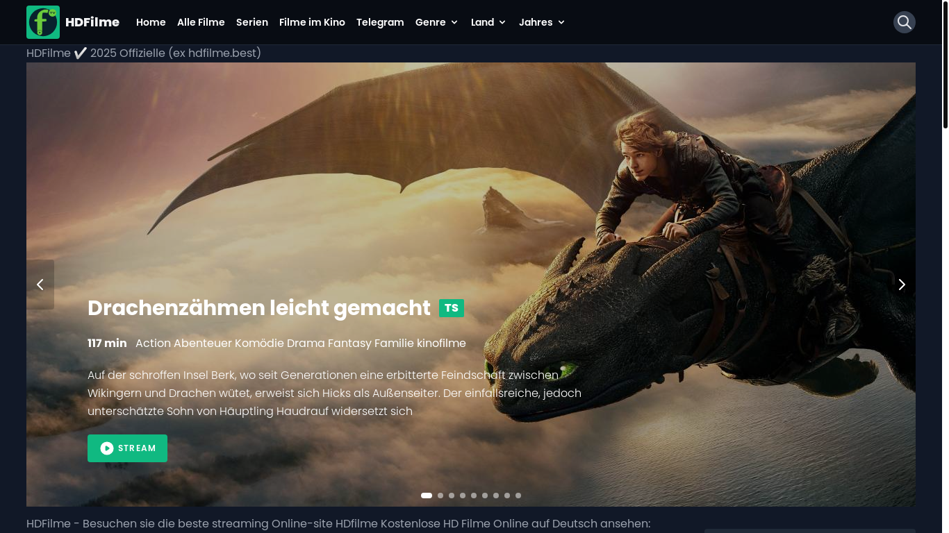website screenshot of https://hdfilme.my/