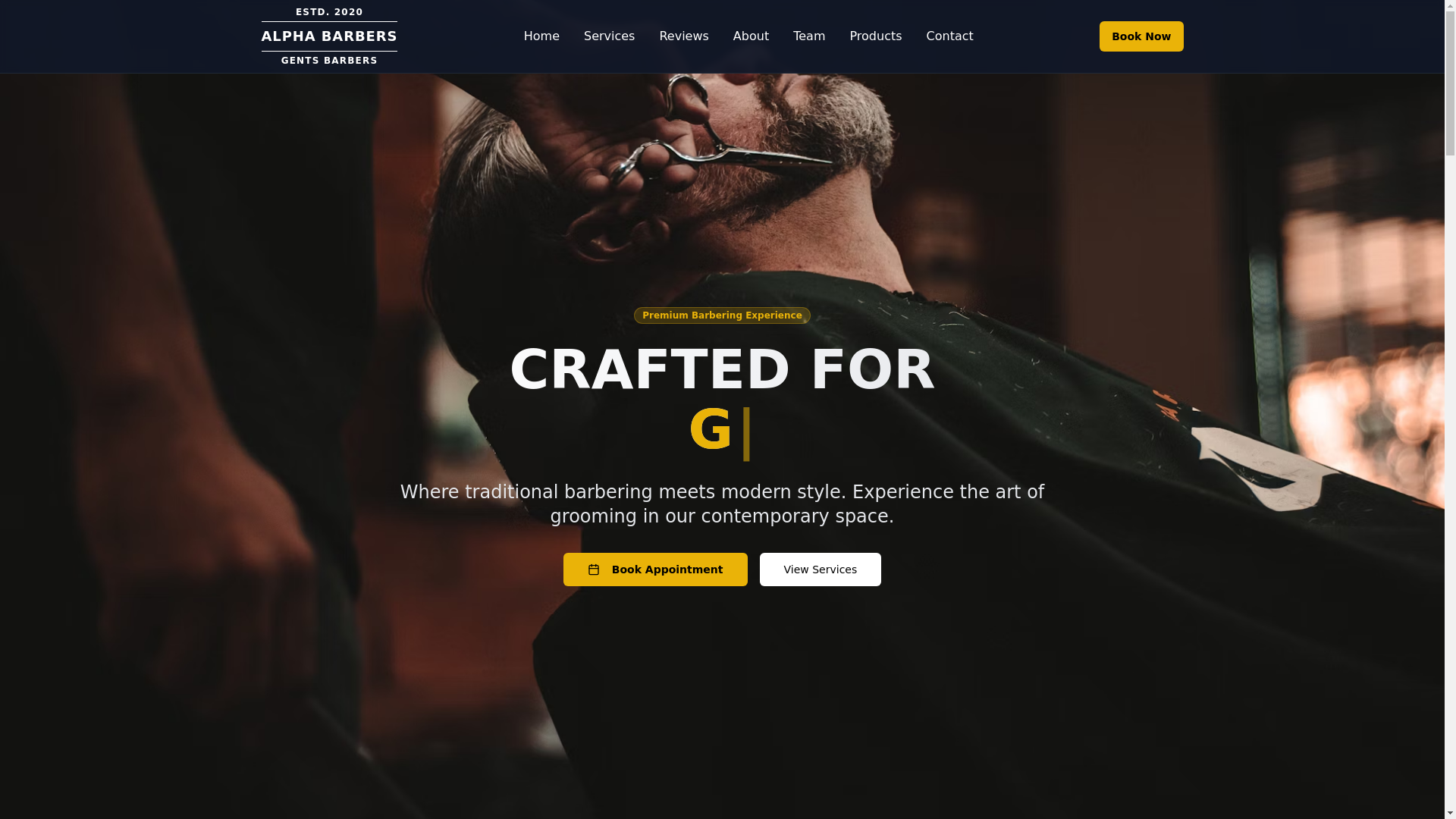 website screenshot of https://alphabarbersclitheroe.co.uk/