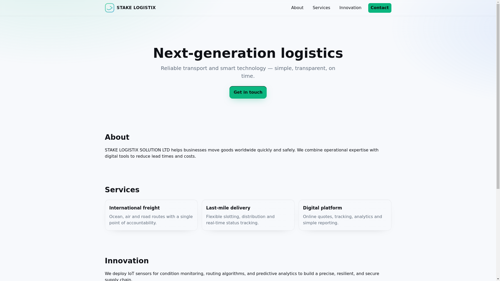 website screenshot of https://stakelogistix.app/