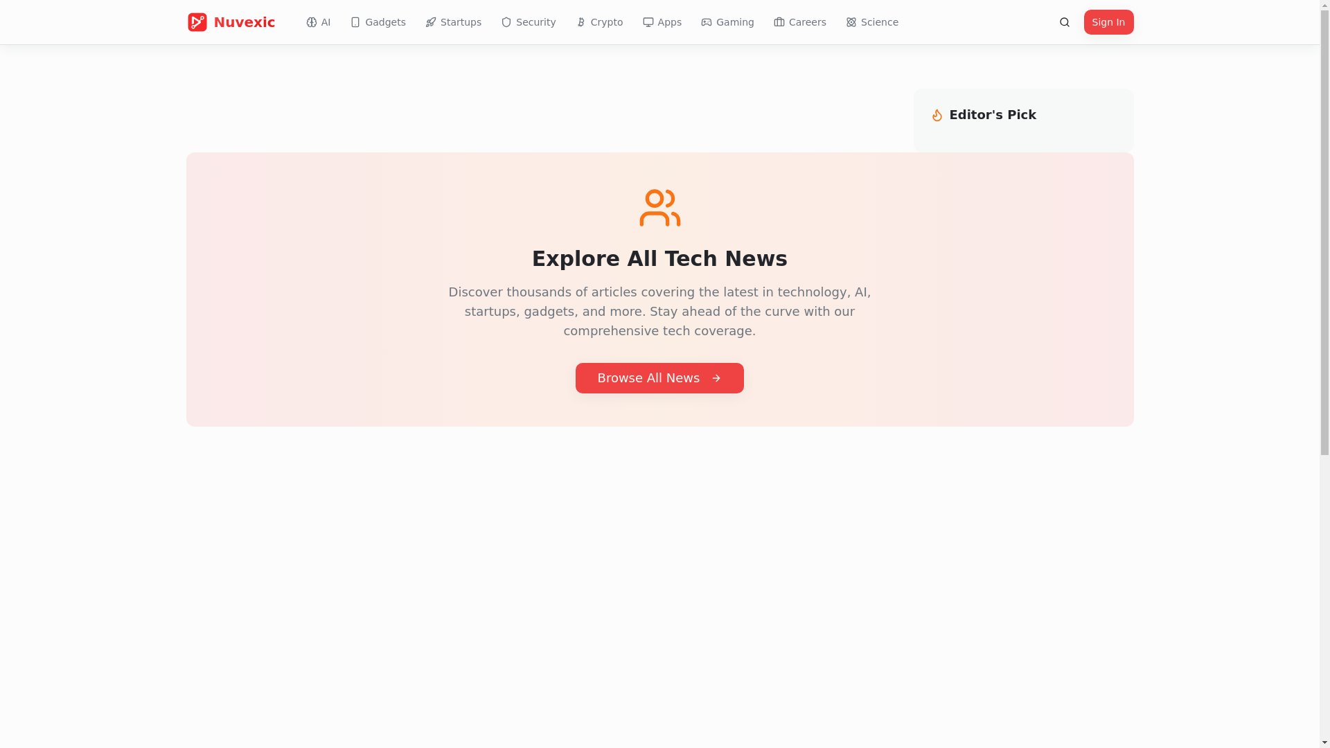 website screenshot of https://nuvexic-dev-test.pages.dev/