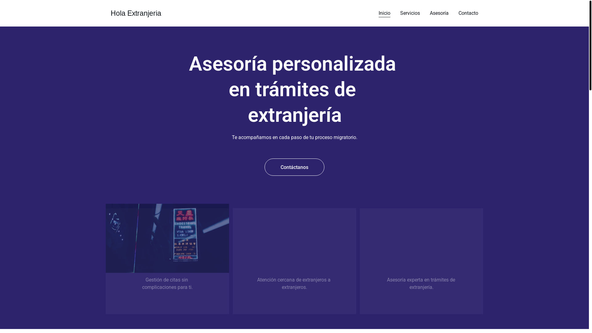 website screenshot of https://holaextranjeria.com/