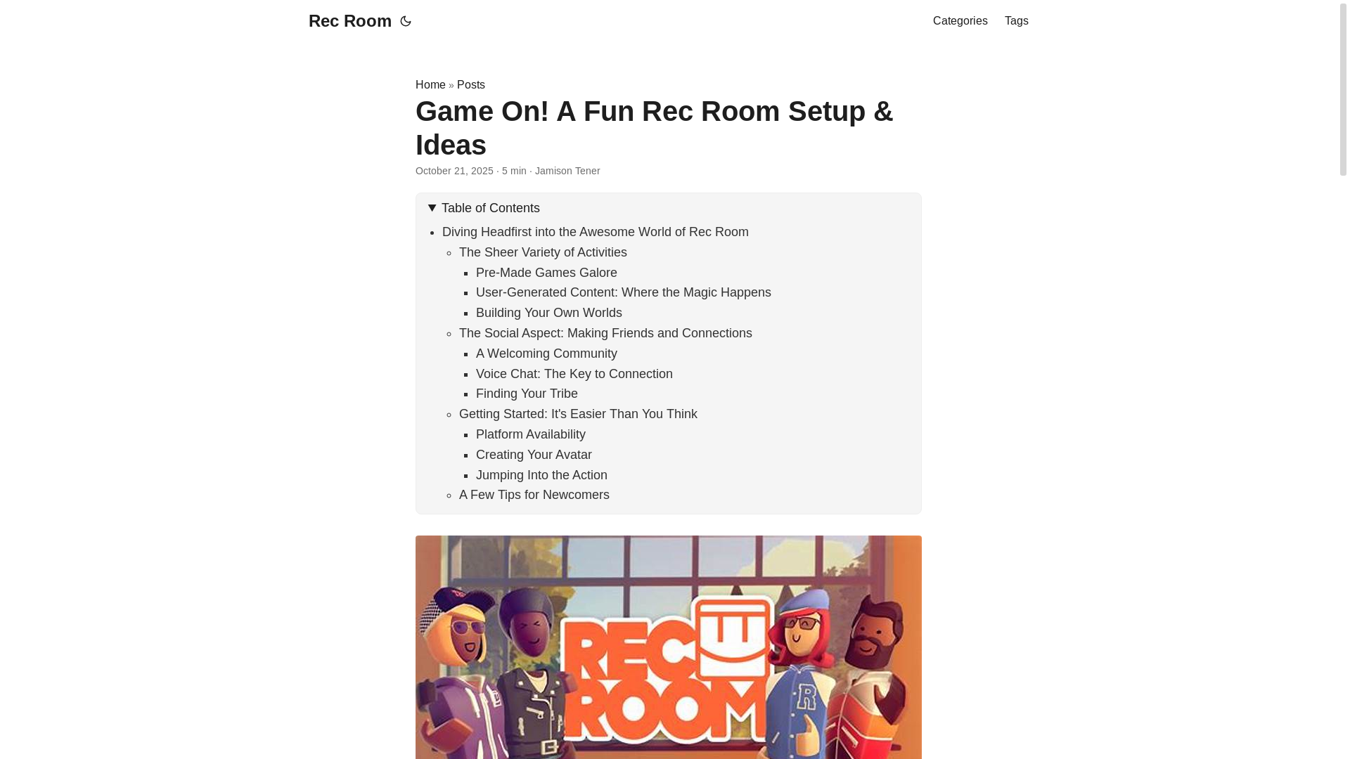 website screenshot of https://rec-room.pages.dev/