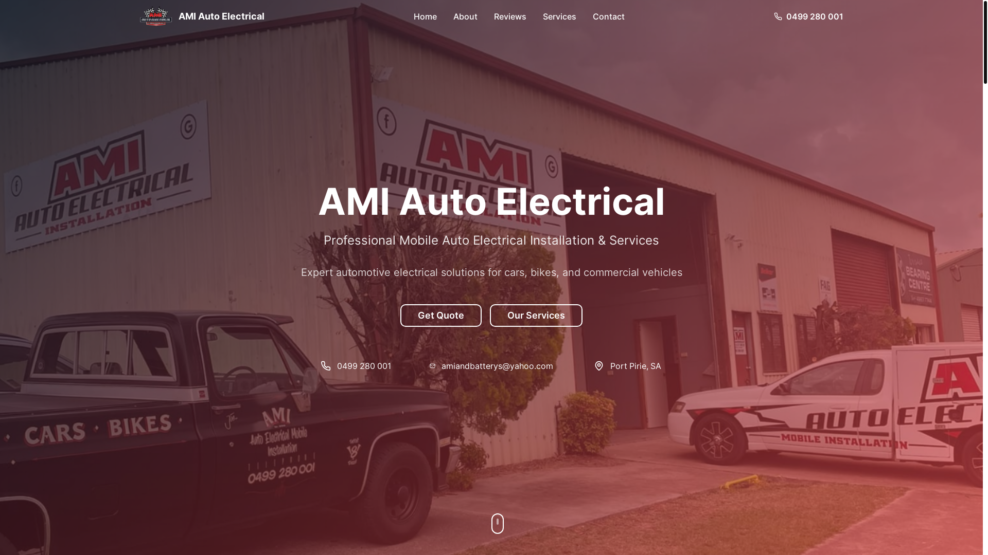 website screenshot of https://amiautoelectrical.com.au/