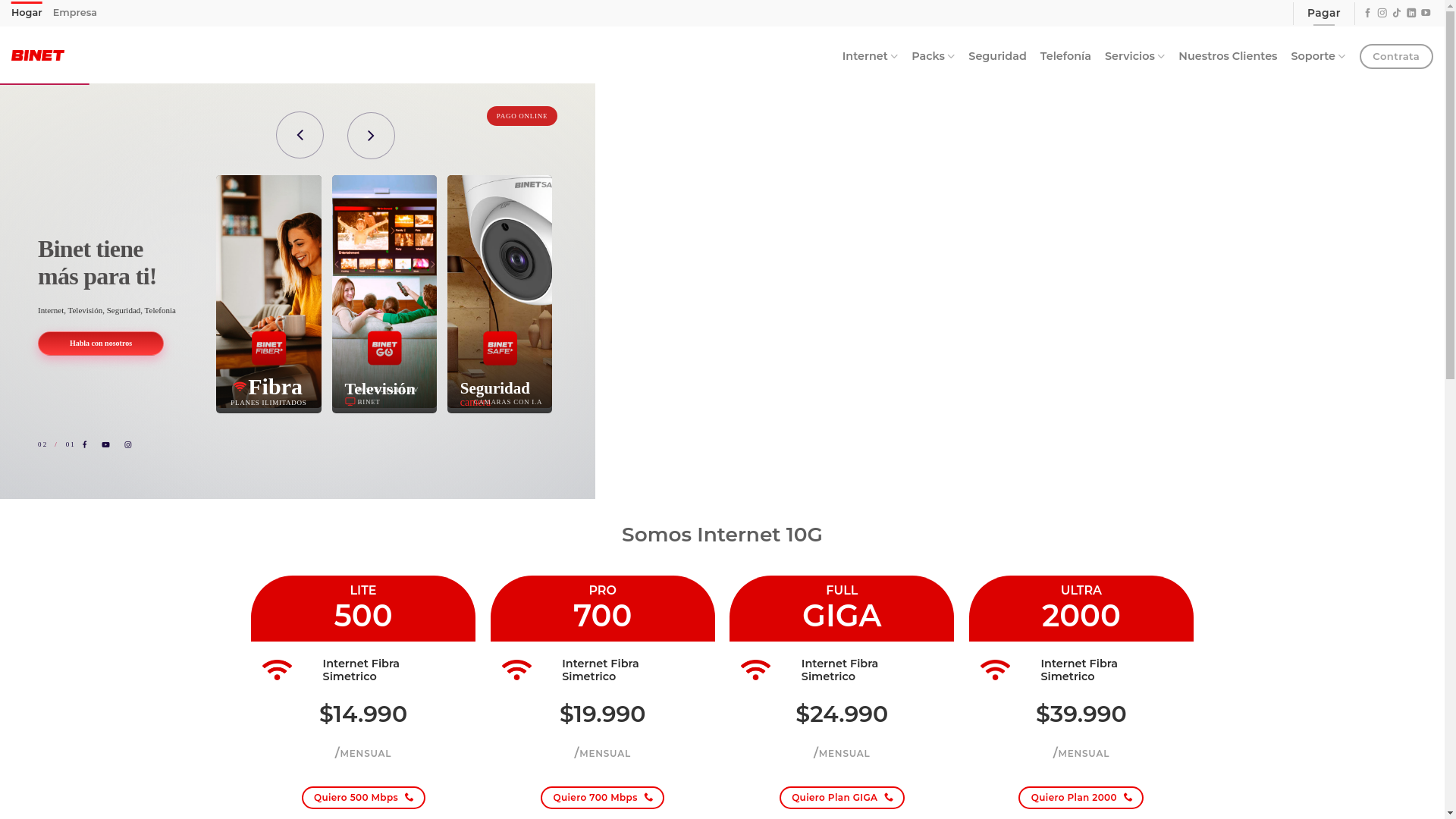 website screenshot of https://www.bnet.cl/