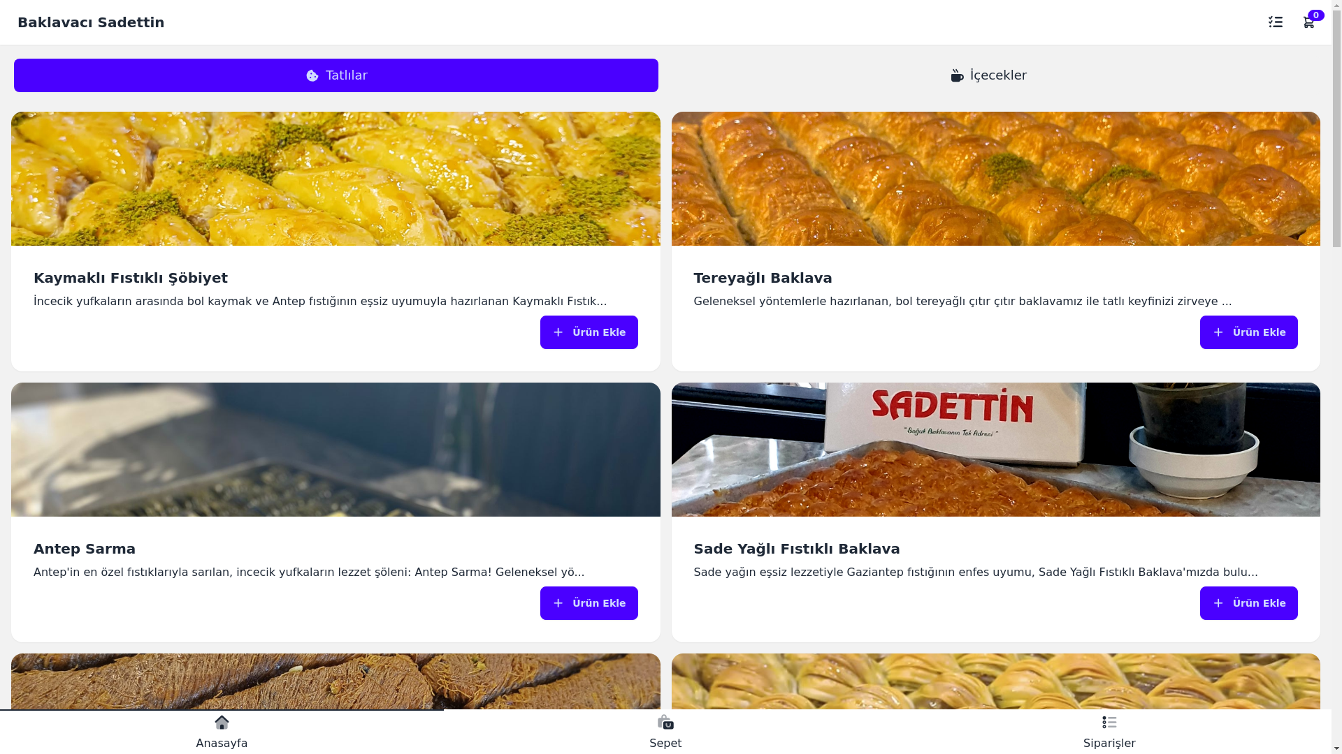 website screenshot of https://viransehirbaklavacisadettin.com.tr/