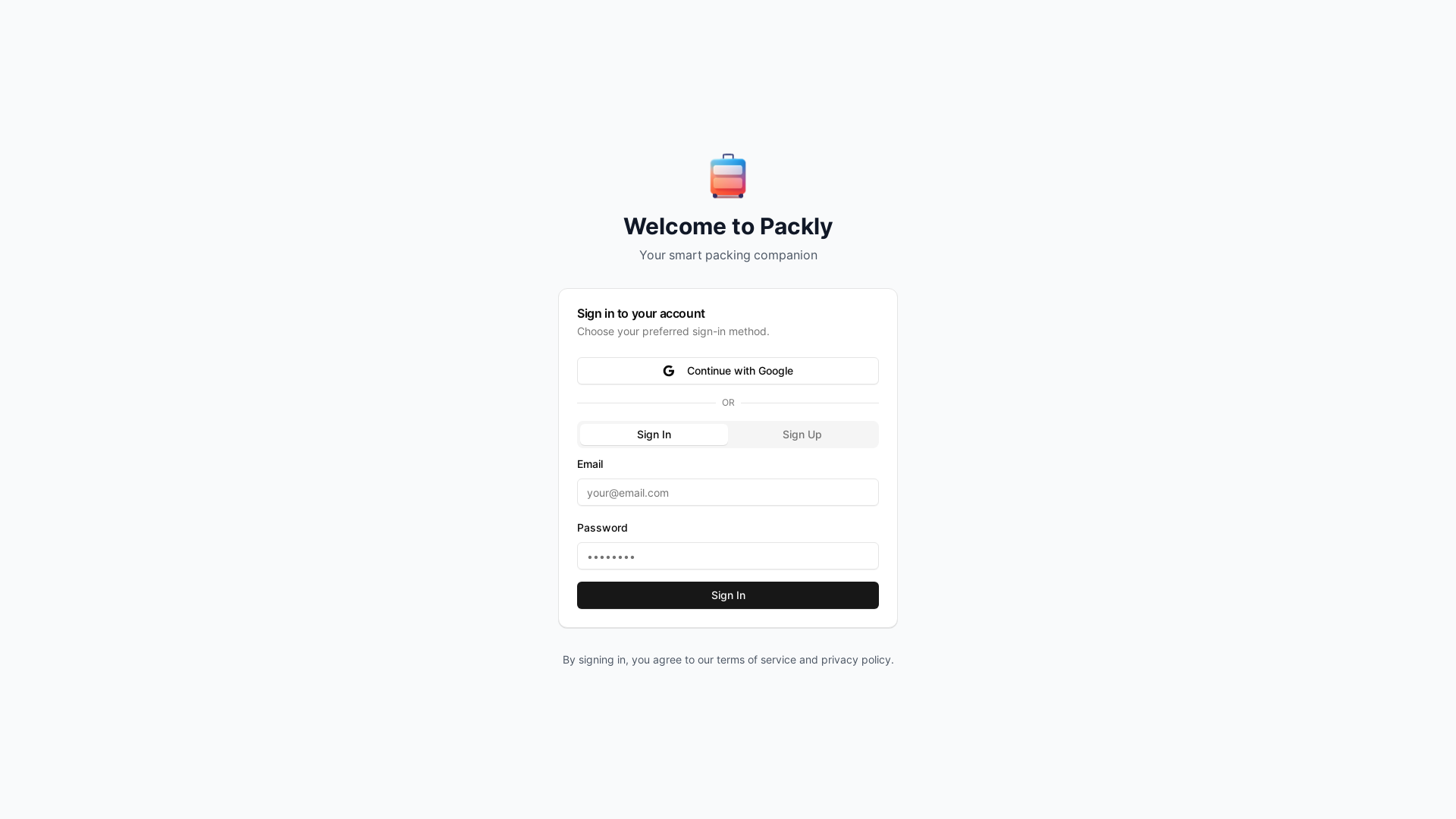 website screenshot of https://packlyapp.com/