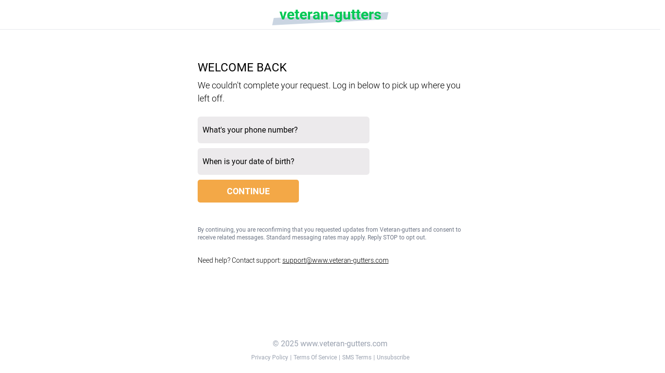 website screenshot of https://veteran-gutters.com/