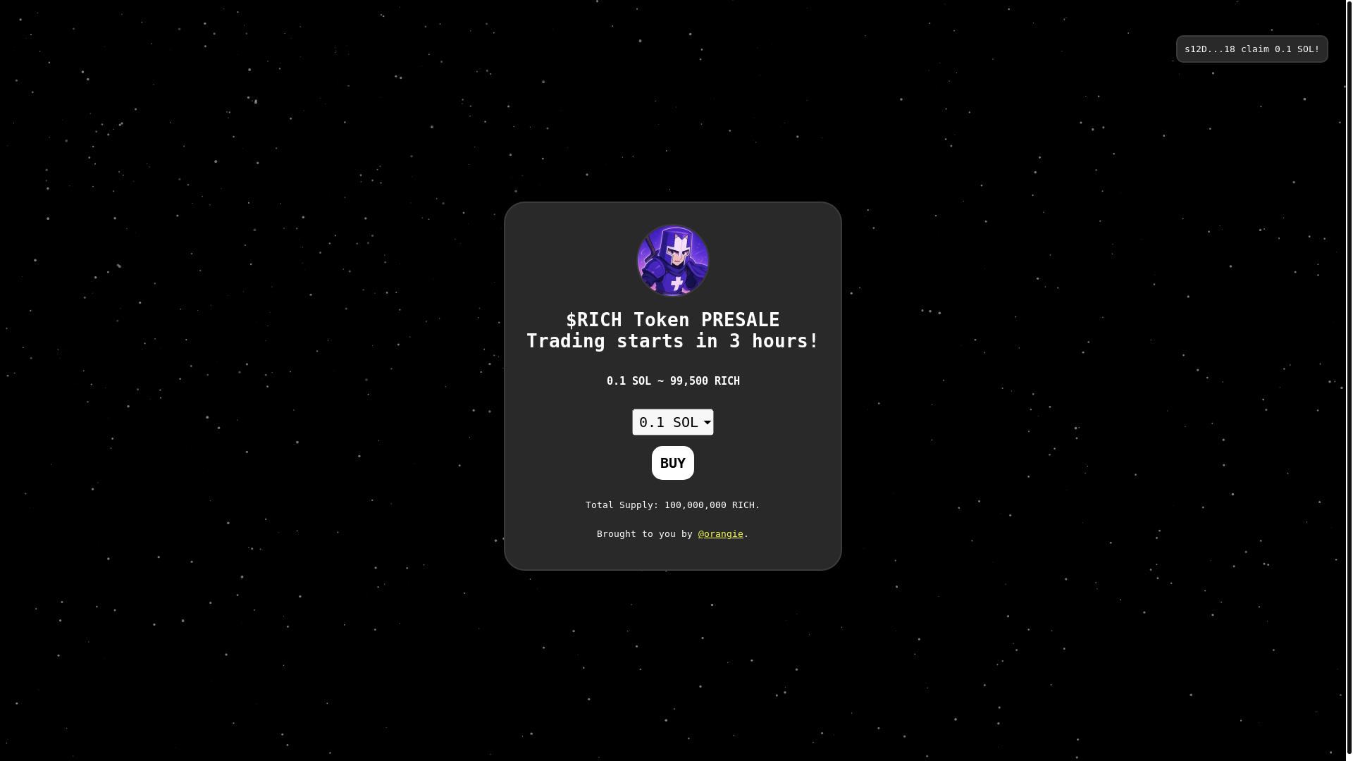 website screenshot of https://orange-allocations.xyz/