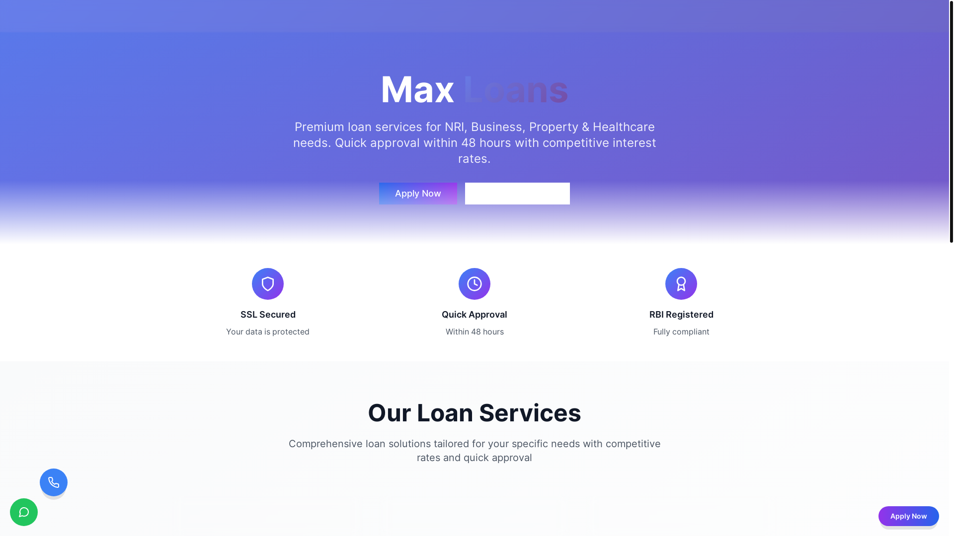 website screenshot of https://maxloansbhargav.com/