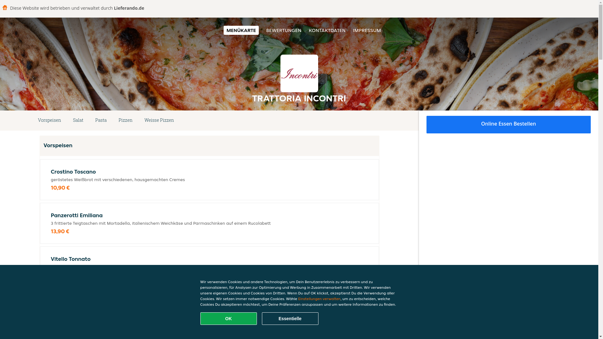 website screenshot of https://trattoriaincontri-wolfsburg.de/