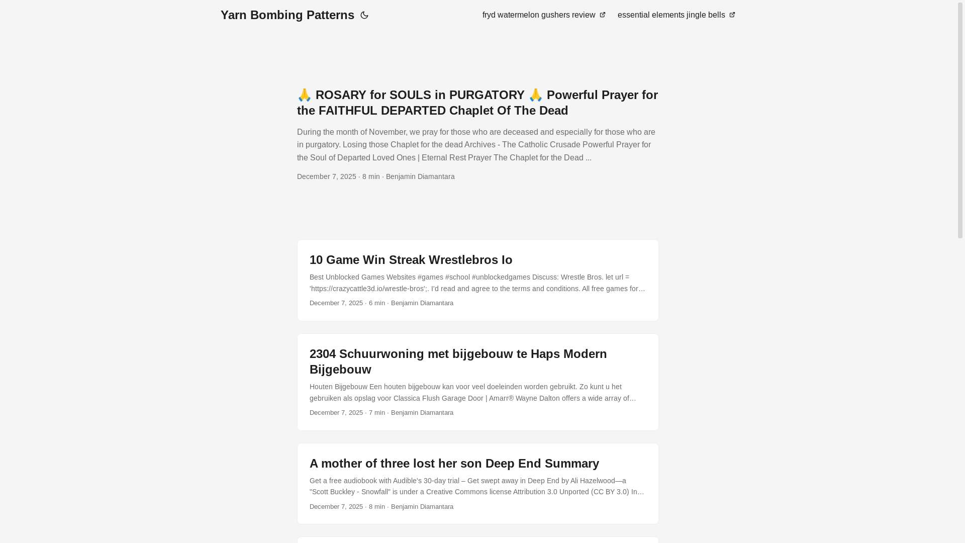 website screenshot of https://yarnbombingpatterns.pages.dev/