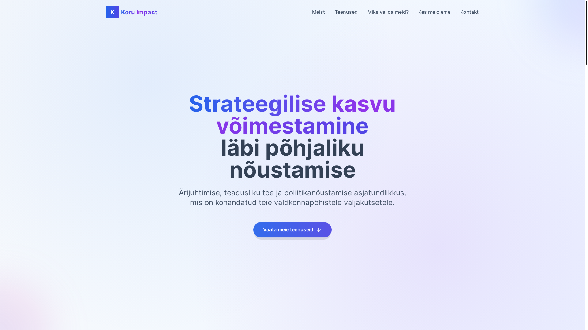 website screenshot of https://koruimpactest.com/