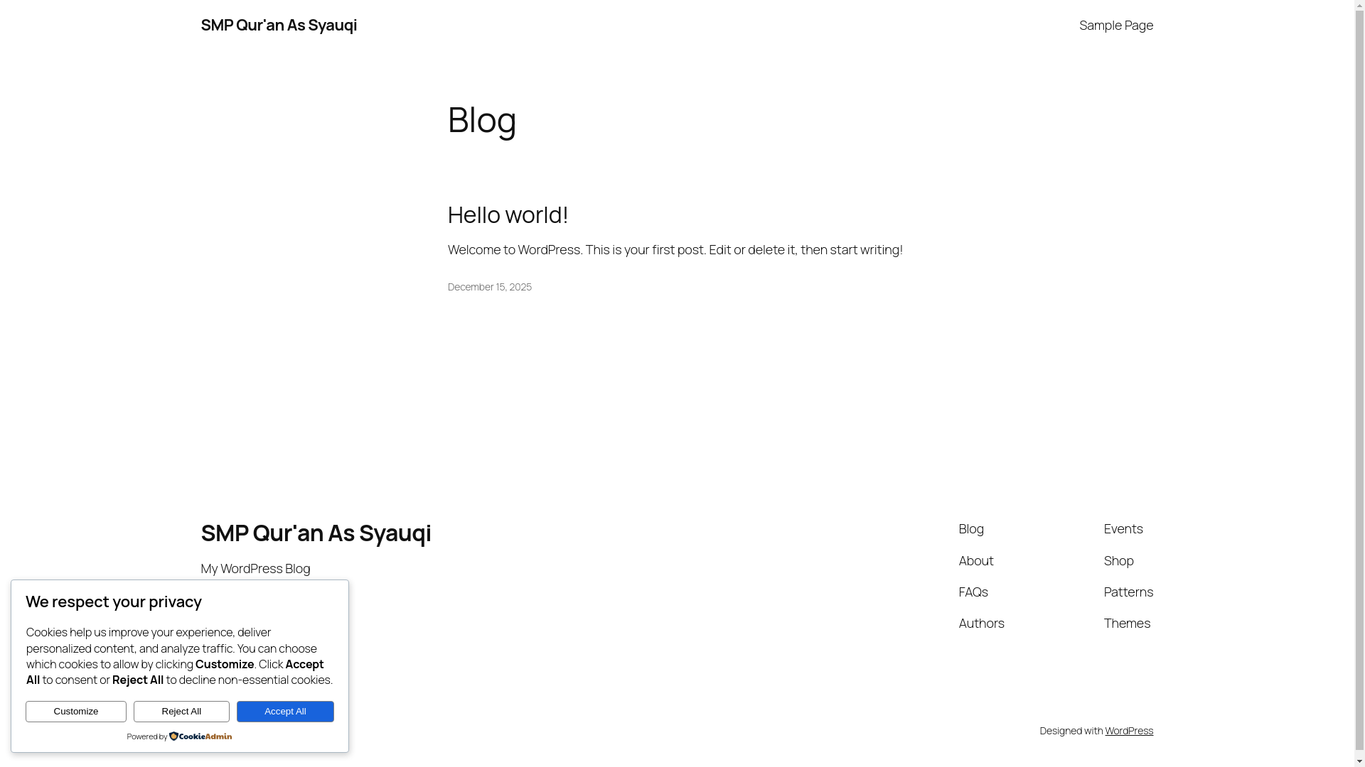 website screenshot of https://smpquranassyauqi.com/