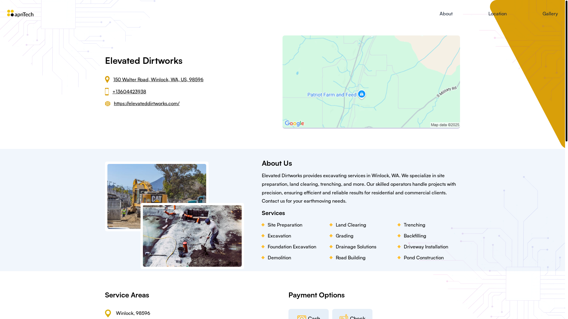 website screenshot of https://elevateddirtworks.online/