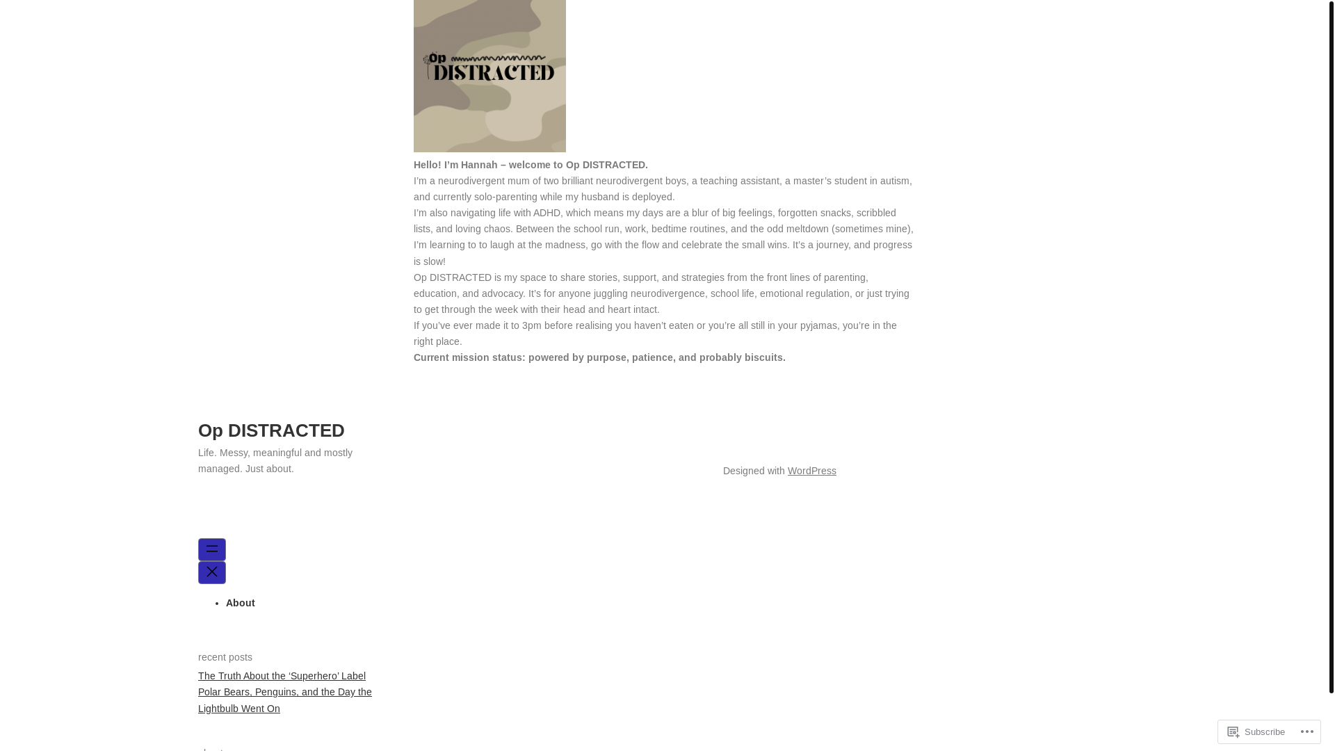 website screenshot of https://opdistracted.blog/