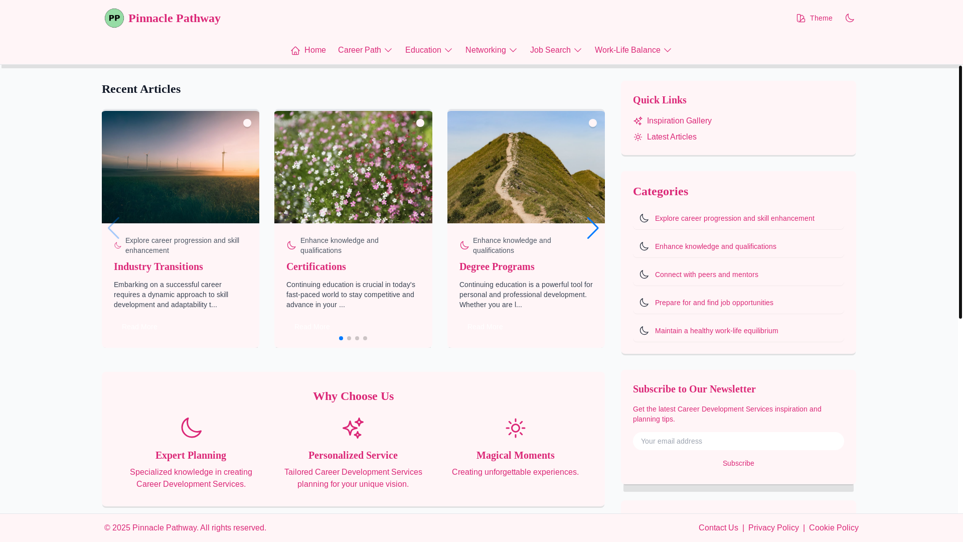 website screenshot of https://careerpinnaclepathway.xyz/