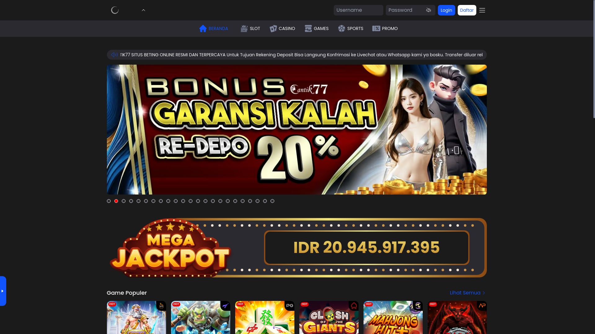 website screenshot of https://cantik77prime.art/