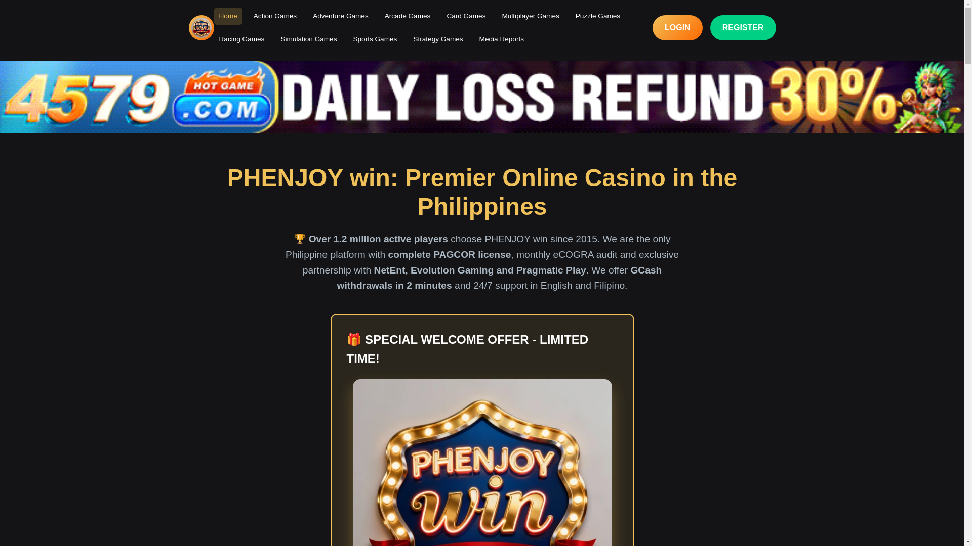 website screenshot of https://phenjoywin.com/